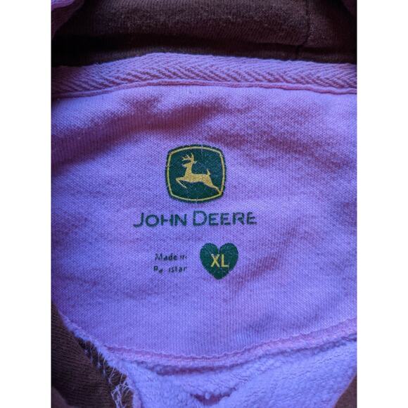 John Deere Pink Pullover Hoodie Size XL Graphic Nothing Runs Like Deere SEE DESC - Picture 5 of 10